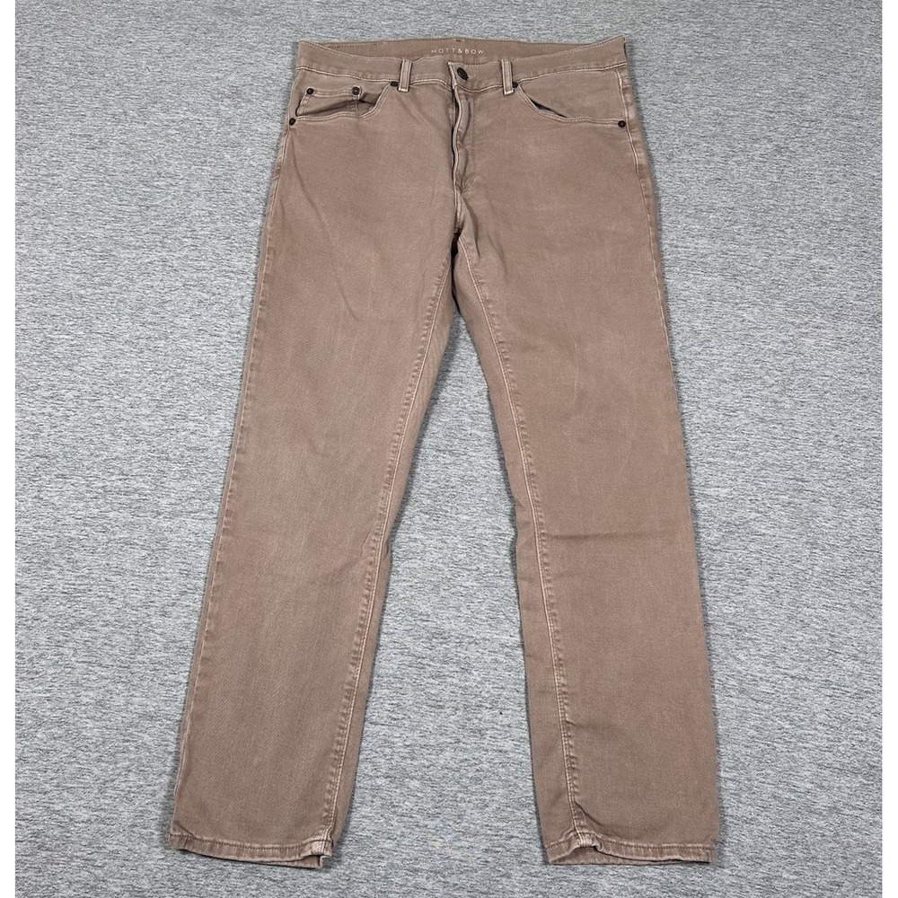 Mott & Bow Jeans Mens Size 33x30 Beige Mercer Slim Straight Stretch 5-Pocket